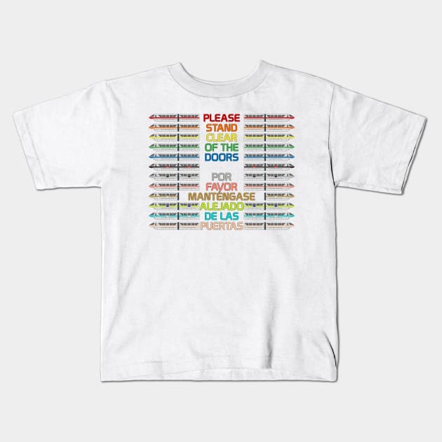 Monorail Announcer Saying (in color) Kids T-Shirt by Tomorrowland Arcade